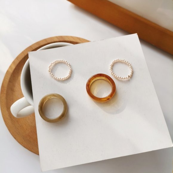 ❤️‍🔥𝕤𝕒𝕝𝕖❤️‍🔥2xrings marble pearls set - Picture 3 of 13